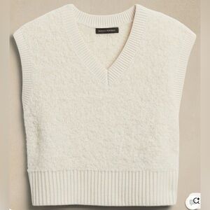 Banana Republic Ivory Boucle V-Neck Vest